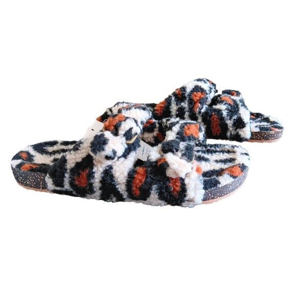 Secret Treasures Double Buckle Plush Two-Band Slide Sandals Size 11 Leopard Prin - Picture 6 of 8